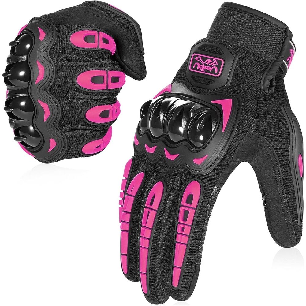 cofit  Breathable Touchscreen Motorcycle Gloves Hard Knuckle Prot| Pink (Size L)